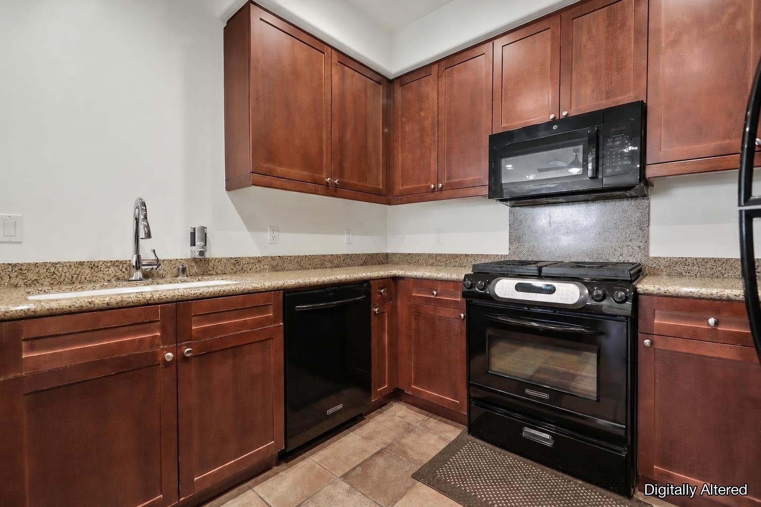 The same kitchen with the clutter removed